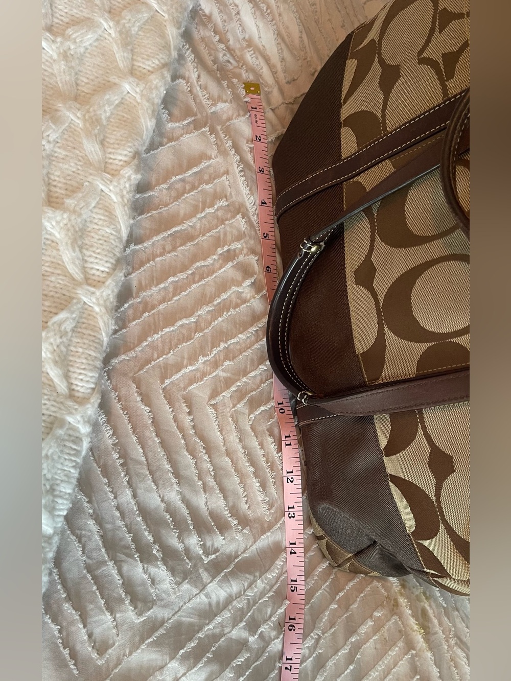 Coach Signature Canvas and Leather Tote Bag in Brown - Picture 12 of 14